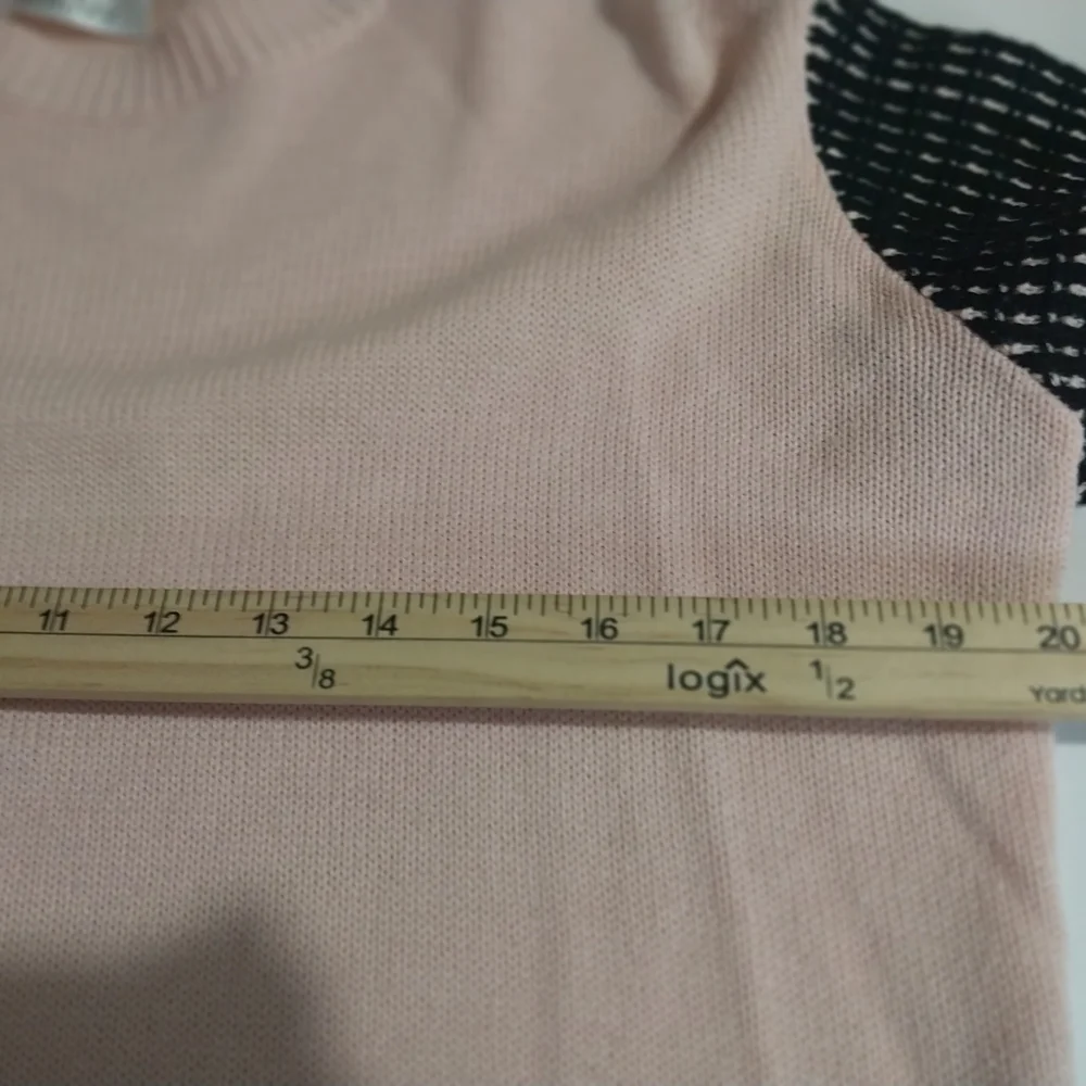 KOITMY Color Block Sweater Women's Pink Crew Neck Knit Pullover Long Sleeve Size